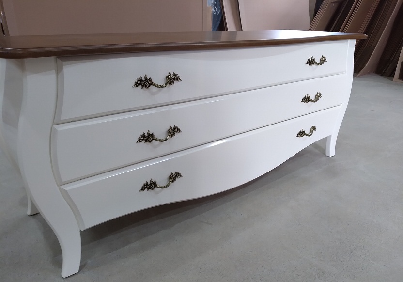 Home Bombe 3 gavetas branco acetinado